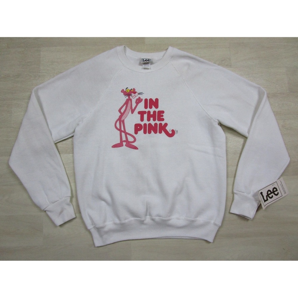 NWT Vintage 90s Lee Pink Panther Crewneck Sweatshirt Mens (L) "In the‎ Pink" USA
